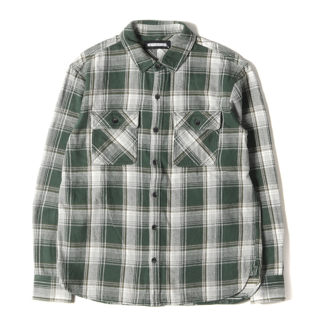 NEIGHBORHOOD ネイバーフッド シャツ サイズ:M 20AW ヘビー チェック フランネル シャツ CABELLA / C-SHIRT. LS グリーン グレー トップス カジュアルシャツ 長袖【メンズ】