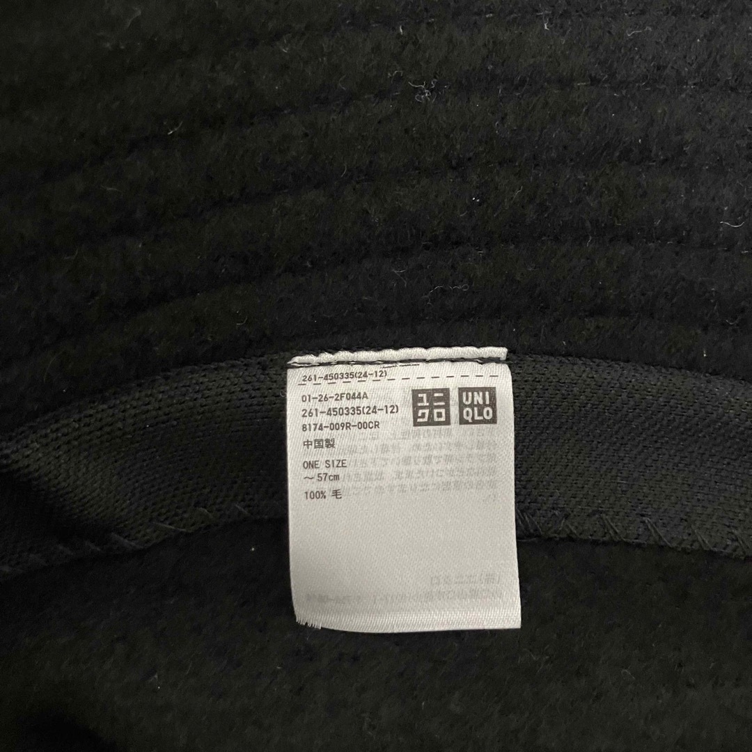 UNIQLO(ユニクロ)の【美品】ユニクロ　ウール　バケットハット　黒 レディースの帽子(ハット)の商品写真