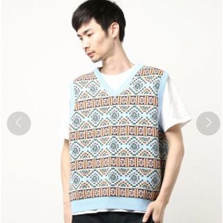 人気stussy　photo　Jacquard　vest　ニットベスト男女兼用S