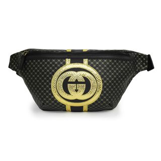 グッチ(Gucci)のグッチ ダッパー ダン コラボ 限定品 ボディ ベルトバッグ ウエストポーチ 斜め掛け レザー ブラック ゴールド 黒 金 アンティークゴールド金具 536416 箱付 GUCCI（新品・未使用品）(ボディーバッグ)