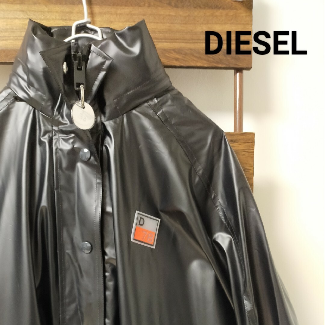 【新品】DIESEL ディーゼル　ロングレインコート　ナイロンコート　フード有り