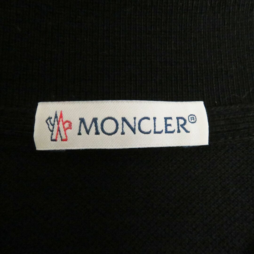 極美品□2018年製 MONCLER/モンクレール ロゴワッペン ロゴボタン付き コットン100％ 半袖ポロシャツ/カットソー ブラック M 正規品 メンズ