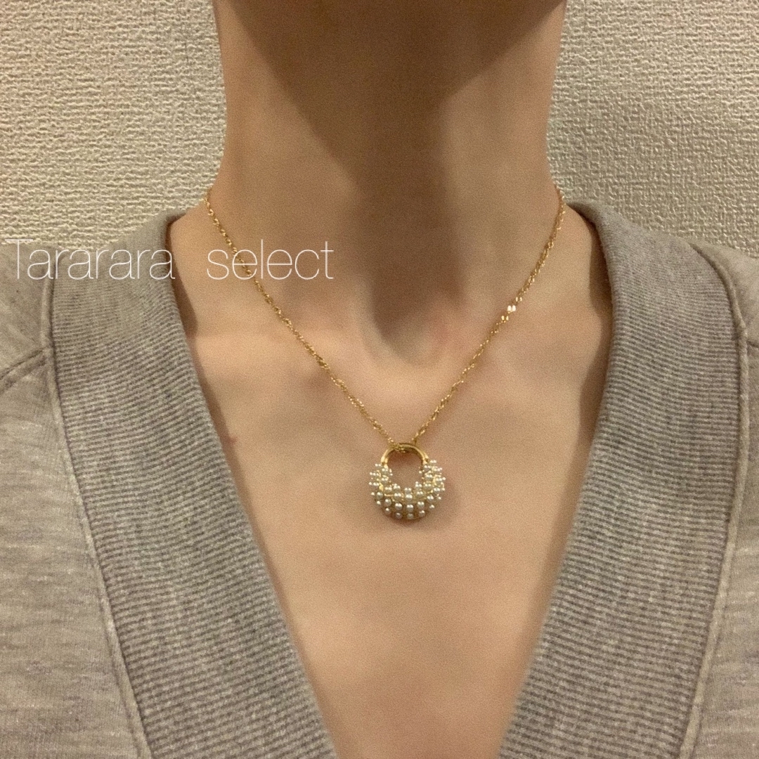 ●ステンレスminipearl studdedネックレス●金属アレルギー対応 レディースのアクセサリー(ネックレス)の商品写真