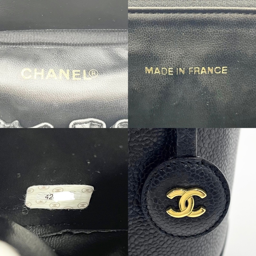 【限定価格】CHANEL シャネル ハンドバッグ バニティバッグ 化粧ポーチ メイクポーチ ココマーク ココ かばん 鞄
  キャビアスキン   ブラック 黒 ゴールド金具 レディース【品】