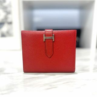 エルメス(Hermes)の美品☆　エルメス　ベアン　コンパクト　エプソン　赤　折り財布　□H刻印(財布)