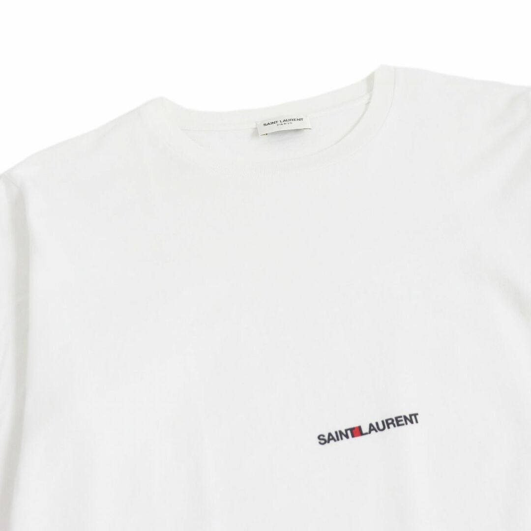 美品□SAINT LAURENT RARIS/サンローランパリ 460876 ロゴプリント コットン100％ 半袖Tシャツ/カットソー ホワイト XS  イタリア製 正規品