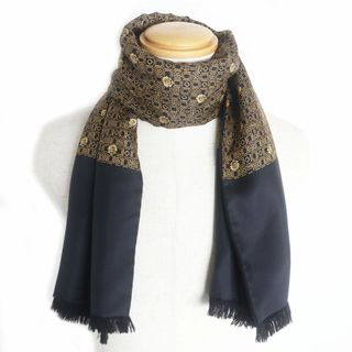 美品 HERMES/エルメス 総柄 シルク アンゴラ フリンジマフラー