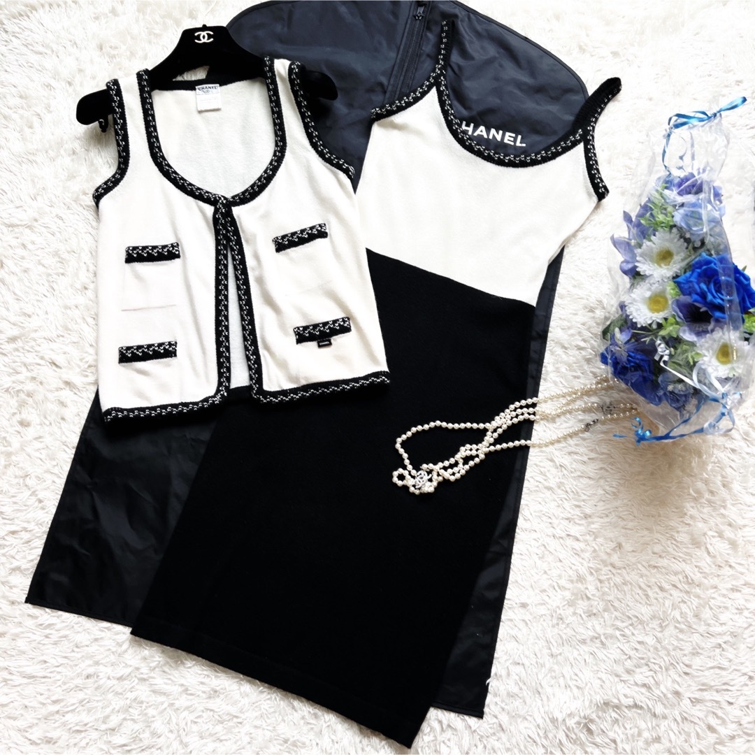 美品 CHANEL シャネル カシミヤ ワンピース ベスト スーツ セットアップ | フリマアプリ ラクマ