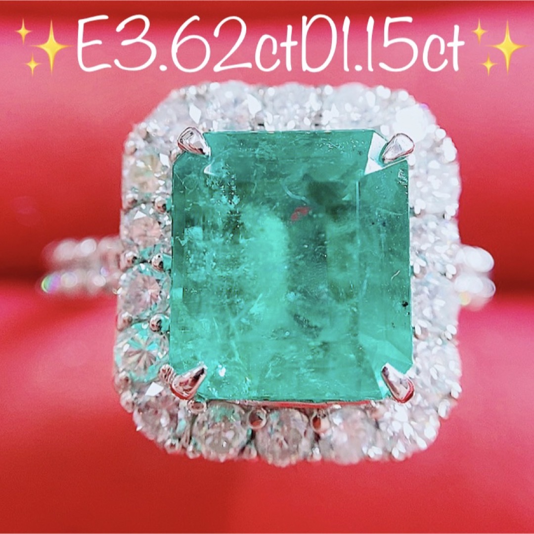 ☆3.62ct☆✨エメラルド1.15ctダイヤモンドプラチナリング指輪の通販 ...