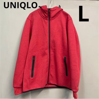 ユニクロ(UNIQLO)のUNIQLO ドライストレッチフルジップパーカ（長袖）レッド　L パーカー(パーカー)