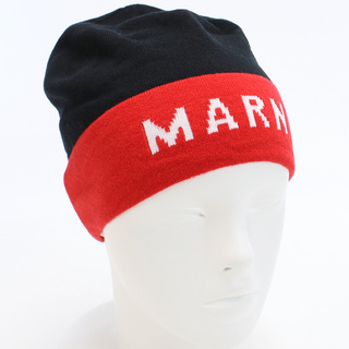 マルニ(Marni)のMARNI マルニ CLMC0025Q1 ニットキャップ ブラック レッド系 レディース(ニット帽/ビーニー)
