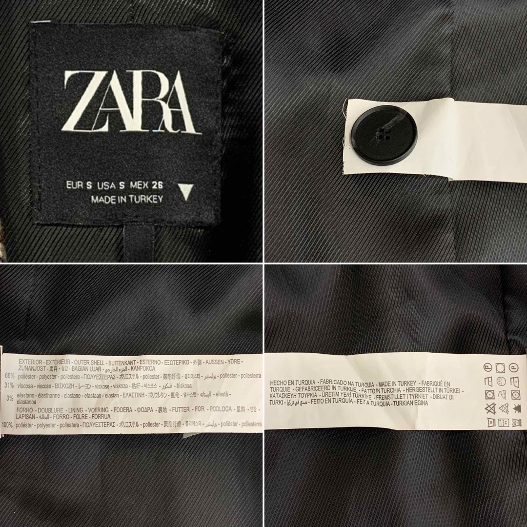 ZARA(ザラ)の【ザラ】S ダブルジャケット チェック クラシック きれいめ モード レディースのジャケット/アウター(テーラードジャケット)の商品写真