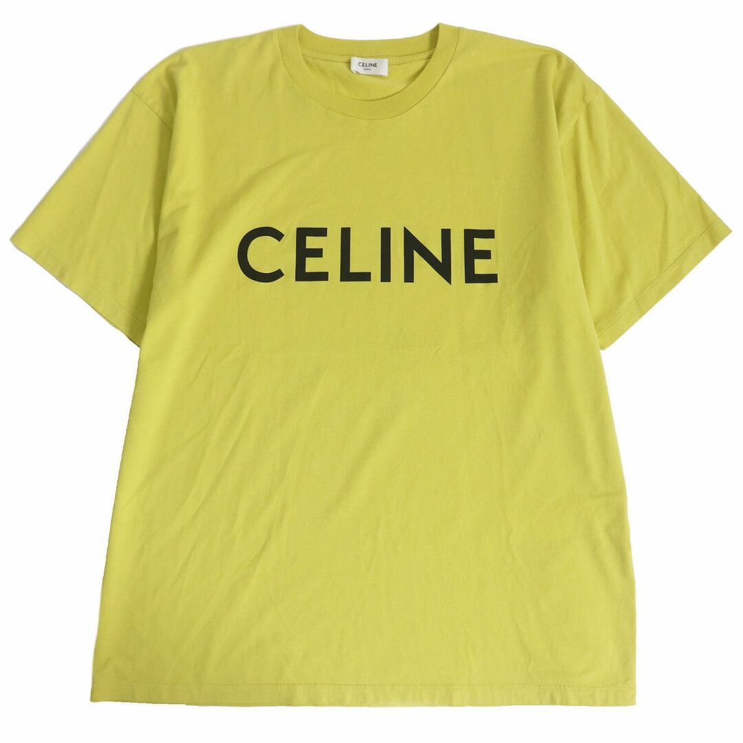 68cm肩幅美品□CELINE/セリーヌ 2X681501F ロゴプリントデザイン コットン100％ クルーネック 半袖Tシャツ/カットソー イエロー S 伊製 正規品