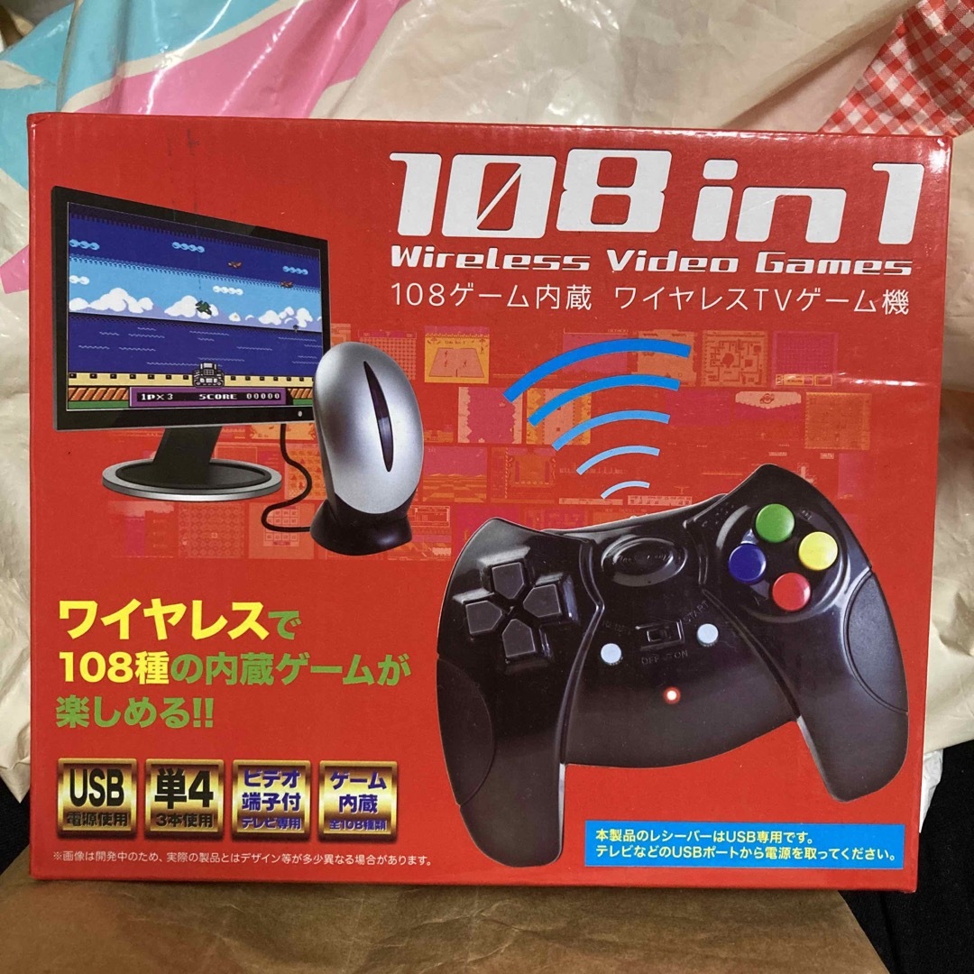 【108 in 1】100ゲーム内蔵 ワイヤレスTVゲーム機 エンタメ/ホビーのゲームソフト/ゲーム機本体(家庭用ゲーム機本体)の商品写真