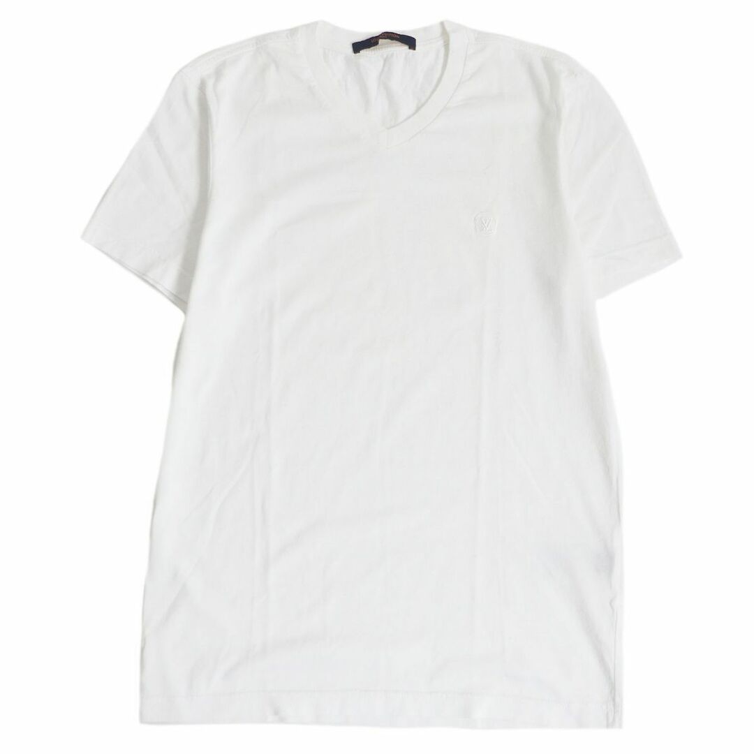 美品□19SS LOUIS VUITTON/ルイヴィトン サークルロゴ刺繍 Vネック コットン100％ 半袖Tシャツ/カットソー ホワイト XS イタリア製 正規品