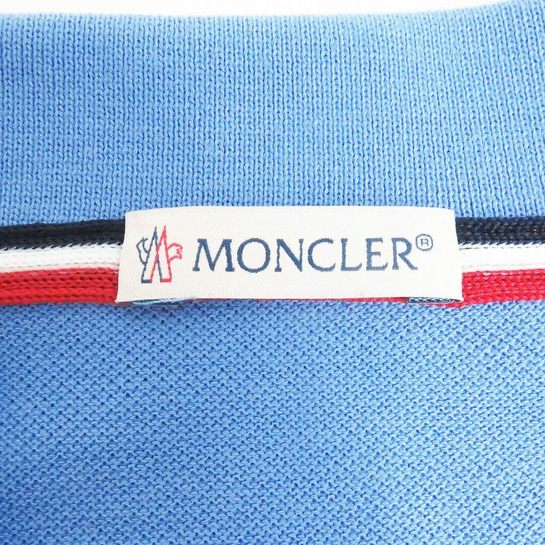 極美品□2018年製 MONCLER/モンクレール MAGLIA ロゴワッペン/ロゴボタン コットン100％ 半袖ポロシャツ/カットソー ライトブルー  S 正規