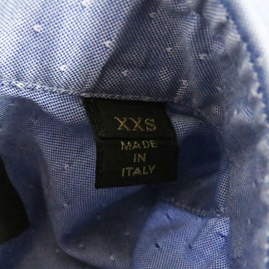 美品□LOUIS VUITTON/ルイヴィトン ドット 総柄 LVサークルロゴ刺繍 ボタンダウン コットン100％ 長袖シャツ ブルー XXS イタリア製 正規品