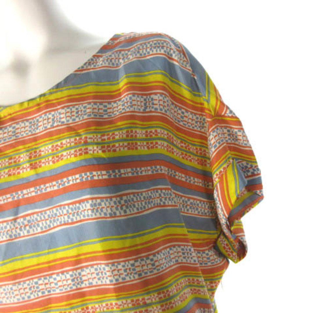 トゥエンティーエイトトゥエルブ カットソー 総柄 半袖 シルク100 38 レディースのトップス(Tシャツ(半袖/袖なし))の商品写真