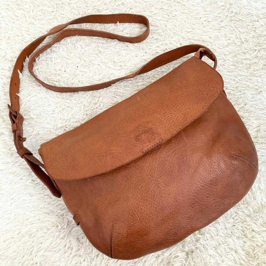 genten - 良品 ゲンテン ショルダーバッグ トスカレザー ブラウン