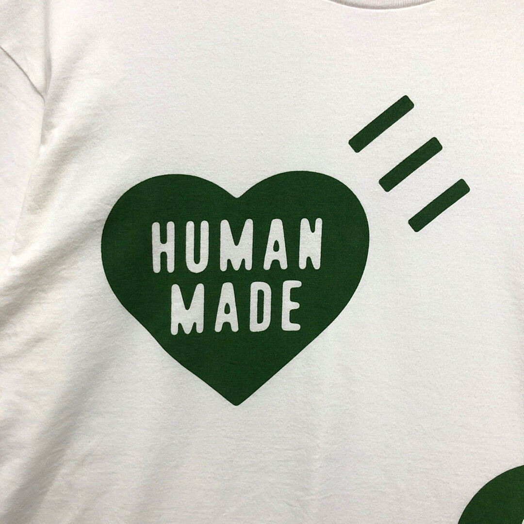 HUMAN MADE ヒューマンメイド BIG HEART ビックハート 半袖Ｔシャツ ホワイト グリーン サイズXL 正規品 / B4599