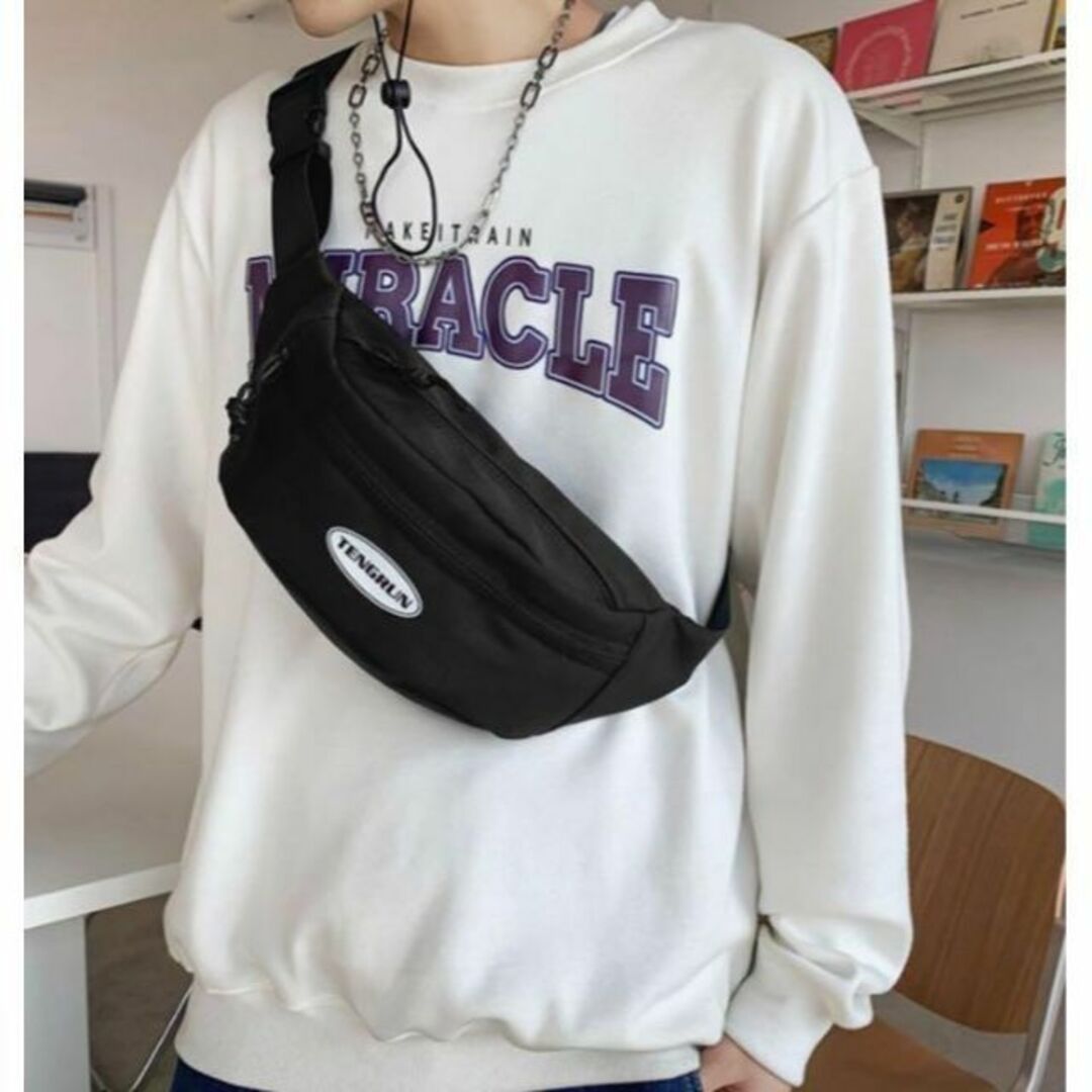 ワンポイント ショルダーバッグ ボディバッグ ウエストポーチ ブラック 新品 メンズのバッグ(ショルダーバッグ)の商品写真