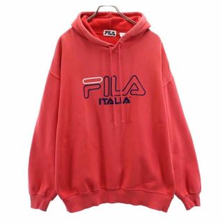 フィラ(FILA)のフィラ 90s オールド 長袖 スウェットパーカー L レッド系 FILA 裏起毛 ロゴ メンズ 古着 【231110】(パーカー)