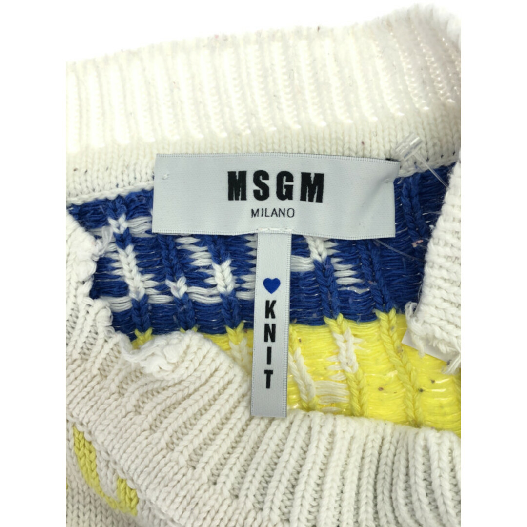 MSGM(エムエスジイエム)のMSGM エムエスジーエム マルチカラーダメージニットセーター ホワイト S メンズのトップス(ニット/セーター)の商品写真