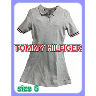 トミージーンズ(TOMMY JEANS)の美品】トミーガール ワンピース 襟付き　グレー　ストレッチ　トミージーンズ(ひざ丈ワンピース)