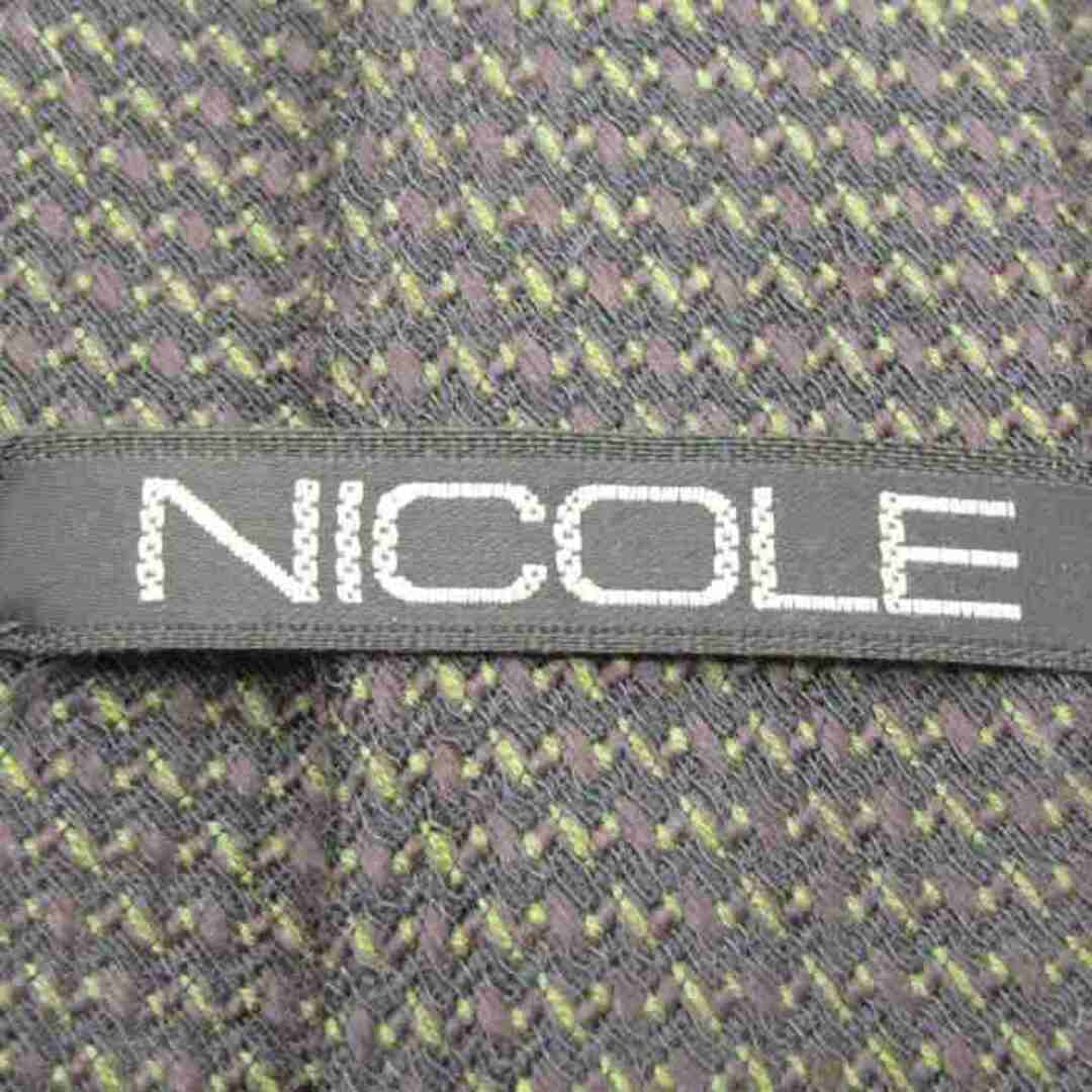 NICOLE(ニコル)のニコル ブランドネクタイ チェック柄 幾何学模様 シルク 日本製 メンズ グレー NICOLE メンズのファッション小物(ネクタイ)の商品写真