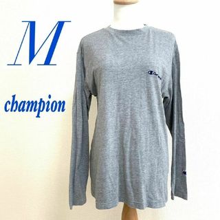 チャンピオン(Champion)のChampion チャンピオン　長袖カットソー　M　グレー　刺繍　ロゴ(Tシャツ/カットソー(七分/長袖))