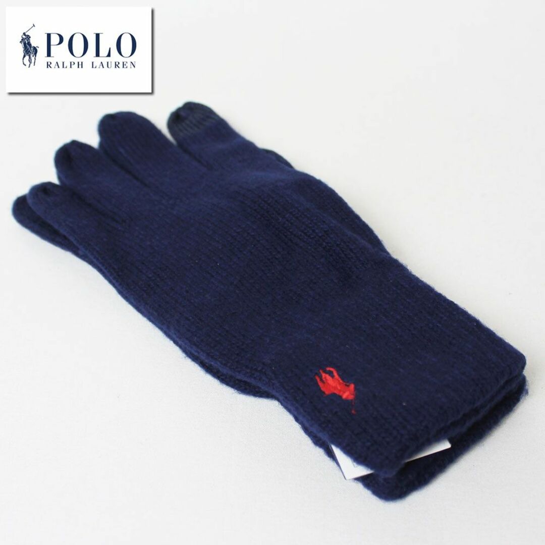 POLO RALPH LAUREN(ポロラルフローレン)の新品 POLO RALPH LAUREN ラルフローレン ウール手袋 ネイビー メンズのファッション小物(手袋)の商品写真