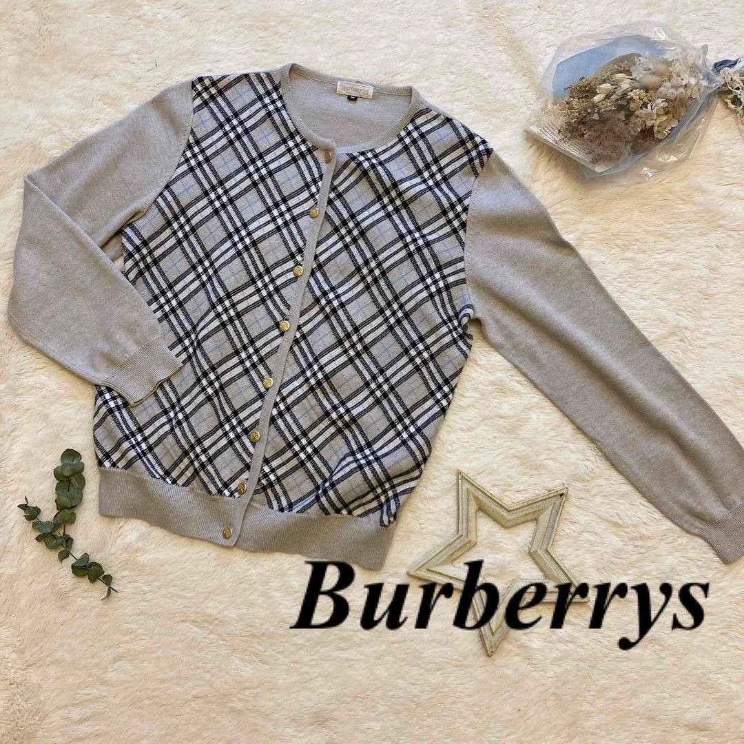 BURBERRY - レア✨Burberrys ノバチェック柄カーディガン ホースロゴ金