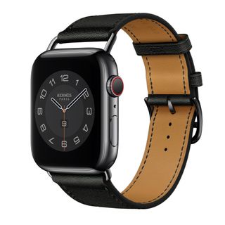 エルメス(Hermes)のApple Watch HERMES ヴォー・スウィフト(黒)アトラージュ(レザーベルト)