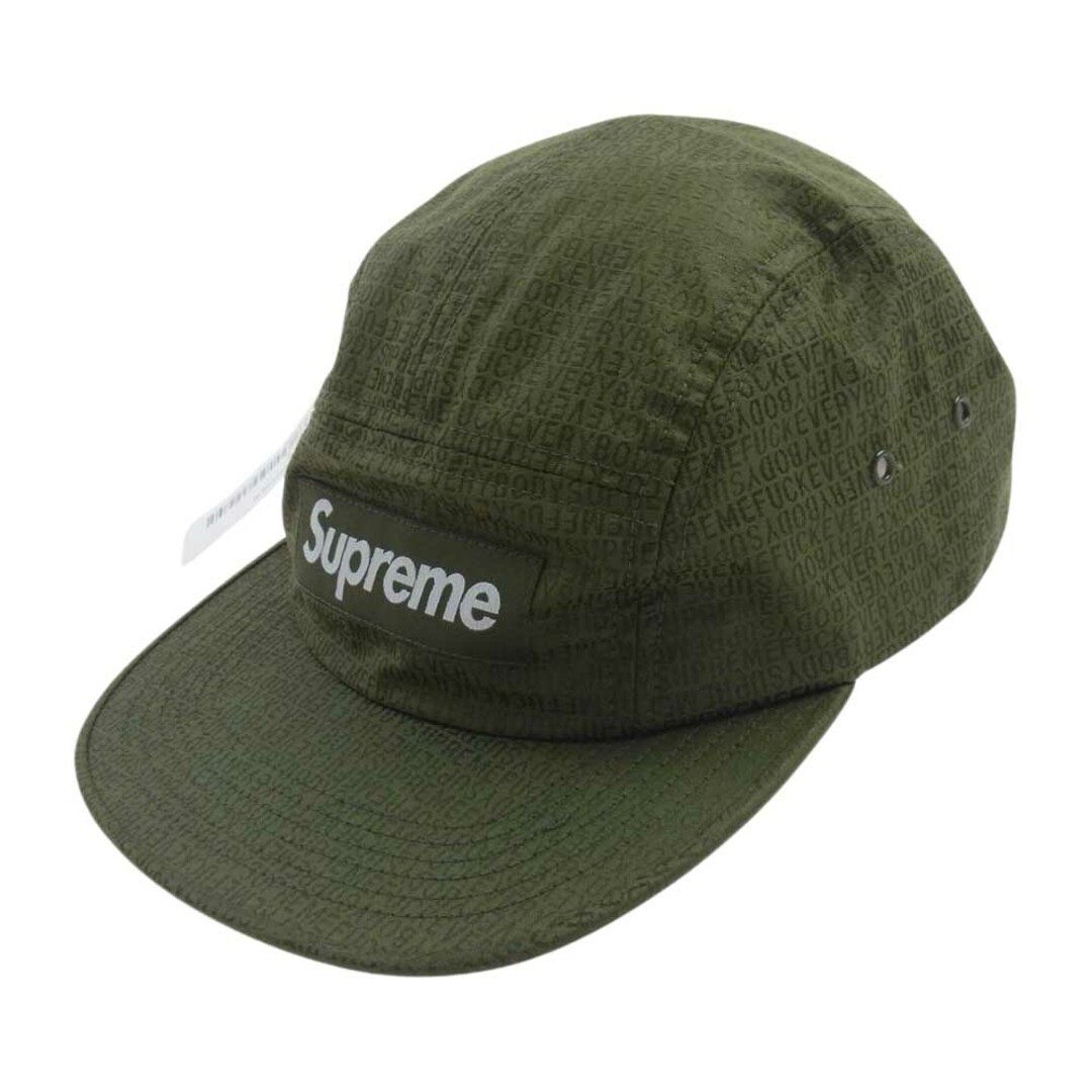 約11cm頭回りSupreme シュプリーム キャップ 19SS Fuck Everybody Jacquard Camp Cap ジャガード キャンプ キャップ カーキ系【極上美品】