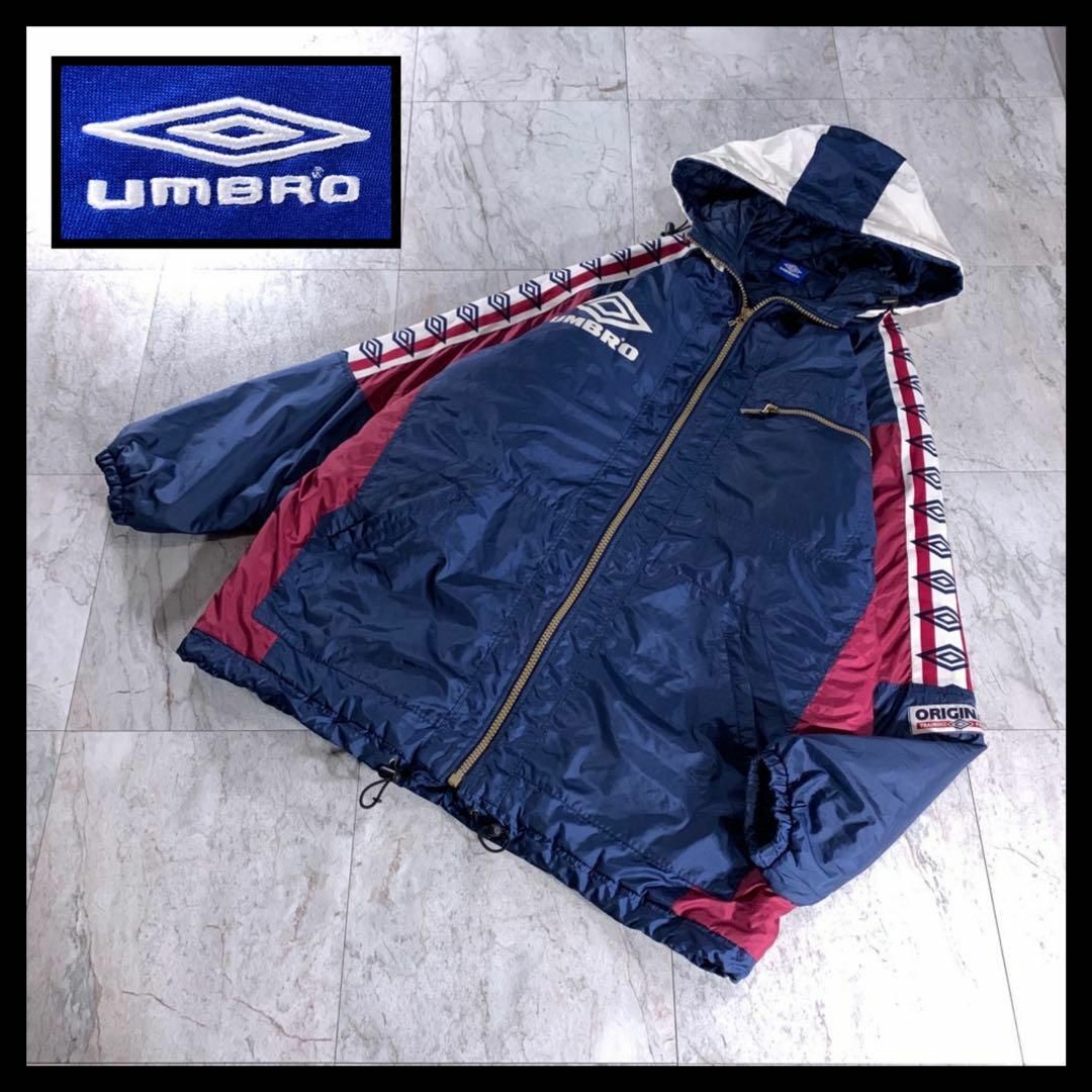 UMBRO - 90s 古着 UMBRO 青タグ 中綿 ナイロン ブルゾン 袖ロゴ XLの