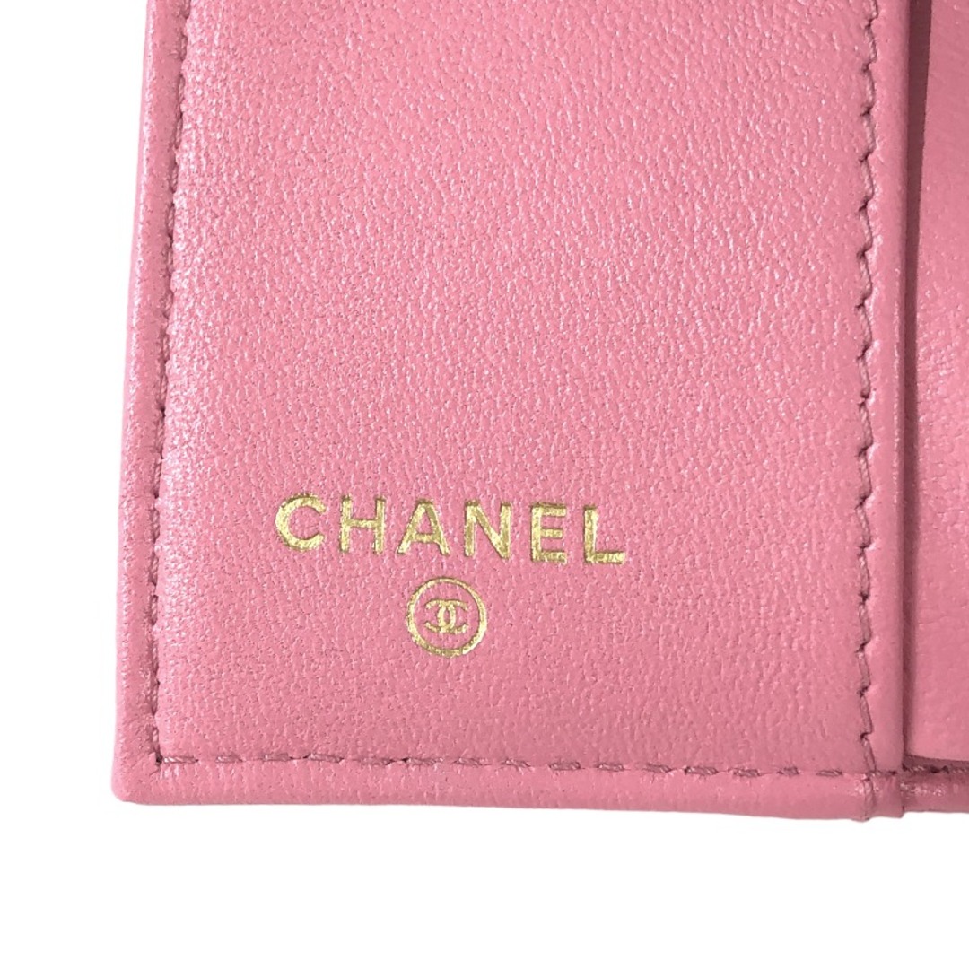 シャネル CHANEL スモールフラップウォレット AP0230  ピンク ゴールド金具 ラムスキン レディース 三つ折り財布