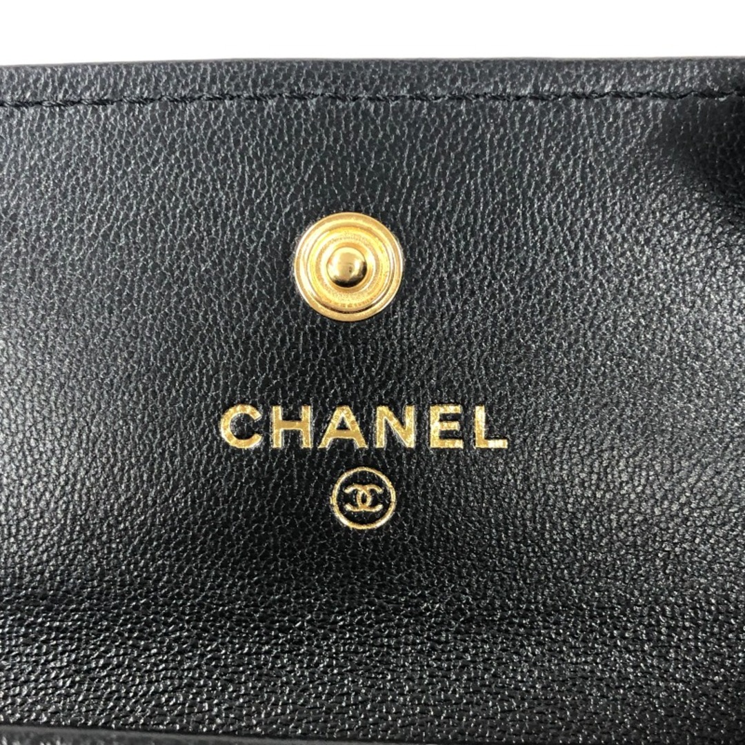 シャネル CHANEL CHANEL19 フラップカードケース AP1790  ブラック ゴールド金具 ラムスキン レディース カードケース