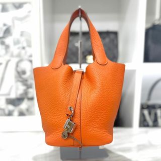 エルメス(Hermes)の美品☆　エルメス　ピコタンロックPM　オレンジ　ハンドバッグ　□O刻印(ハンドバッグ)