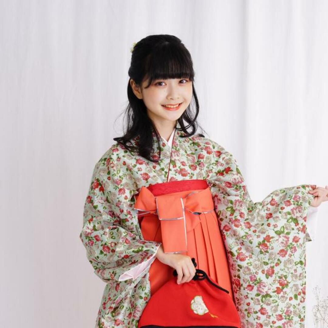 【utatane公式】中古 ジュニアサイズ 袴用二尺袖着物 単品 ミント系 USED 卒業式 レディースの水着/浴衣(着物)の商品写真