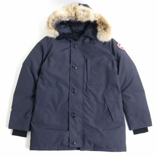 カナダグース(CANADA GOOSE)の良品◆CANADA GOOSE カナダグース 3438JM JASPER コヨーテファー付き WZIP フーデッドダウンジャケット ネイビー L カナダ製 正規品(ダウンジャケット)