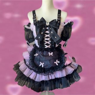 ハンドメイド 黒ピンクメイド衣装(衣装)