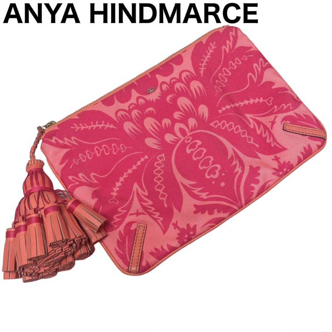 ANYA HINDMARCE ポーチ　小物入れ　ミニバッグ　ビッグタッセル　ロゴポーチ