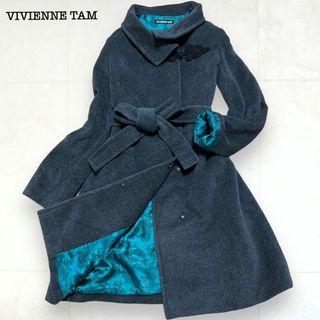 美品 VIVIENNE TAM アンゴラ混 チャイナボタンロングコート ベージュ