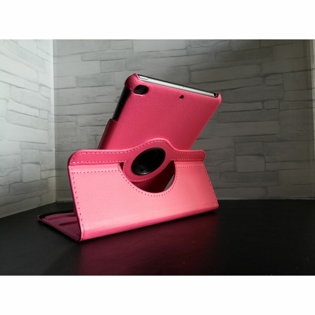 iPad mini4/mini5 共用 ローズピンク 360度回転 ケース スマホ/家電/カメラのスマホアクセサリー(iPadケース)の商品写真