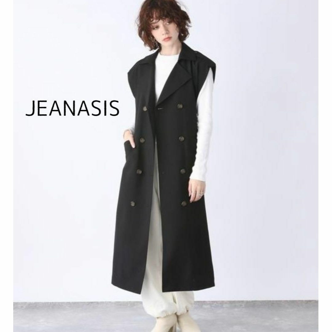 JEANASIS - JEANASIS トレンチベストワンピース ジレ 黒 ロングジレ ...