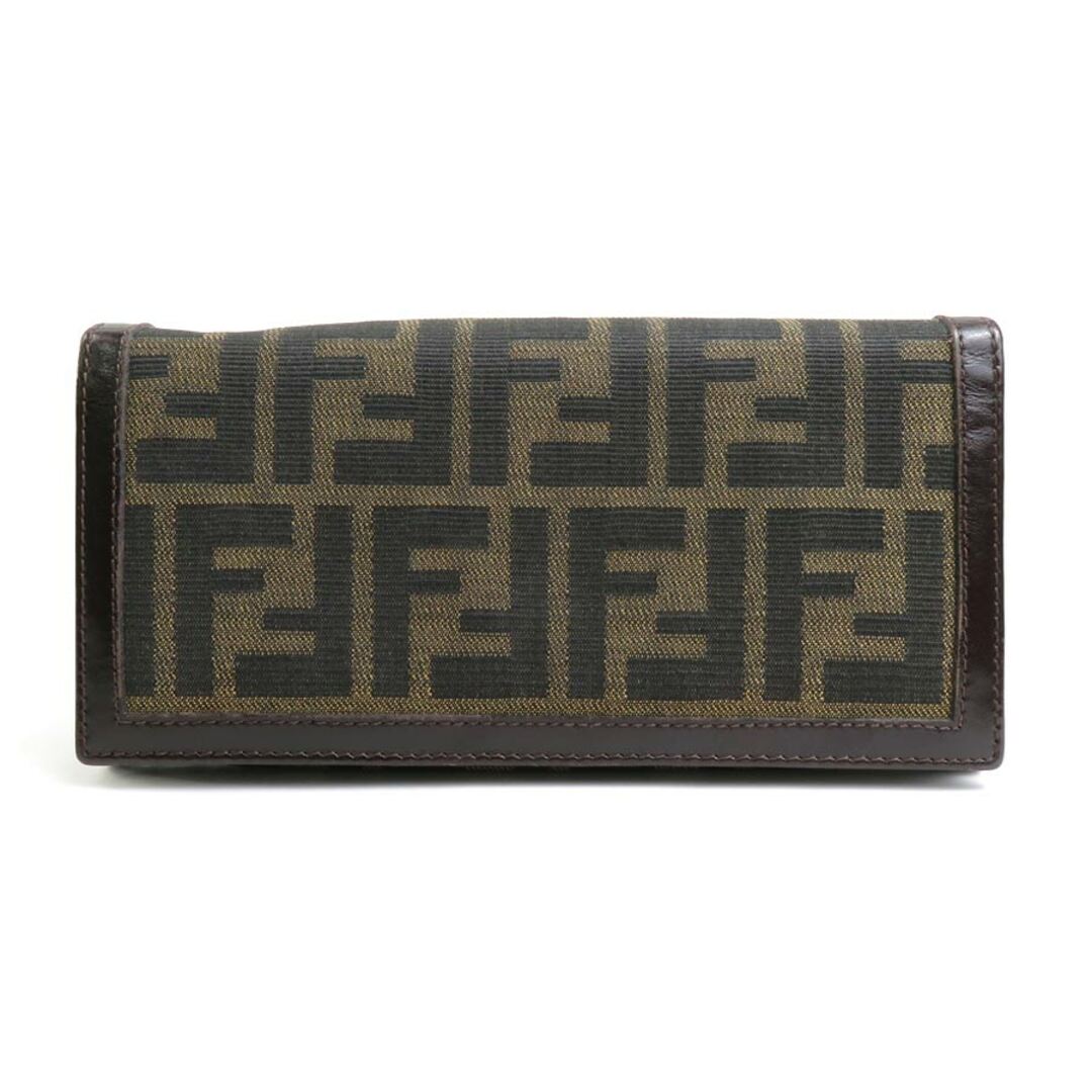 フェンディ FENDI 二つ折り長財布 ズッカ キャンバス/レザー ブラウン レディース 送料無料 e57309a薄汚れスレスレ汚れ