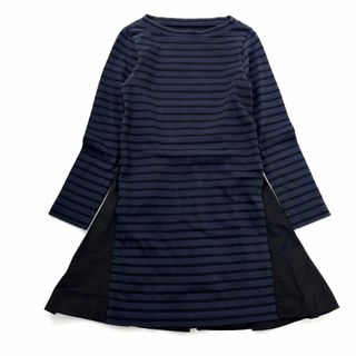 サカイ(sacai)の【希少】SACAI サカイ　ワンピース　ドッキング　コットン　ボーダー　フリル(ひざ丈ワンピース)