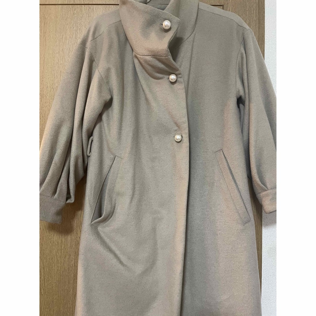 Cara  stand collar peal wool coat