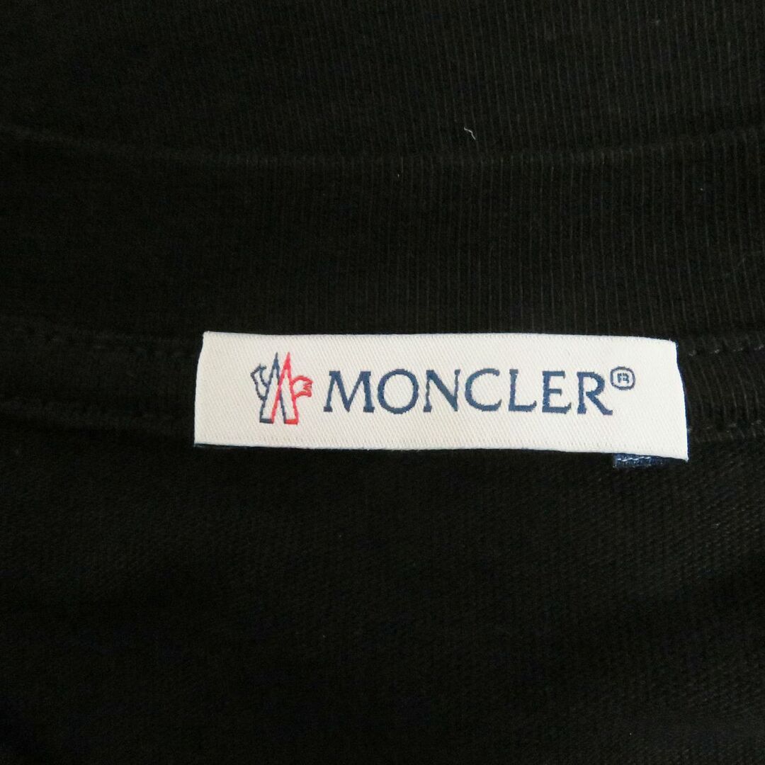 美品●22SS MONCLER モンクレール SS TSHIRT スタッズ/プリント/ロゴワッペン付き 半袖 Tシャツ/カットソー ブラック L 正規品 q01-st30227-54159cm着丈