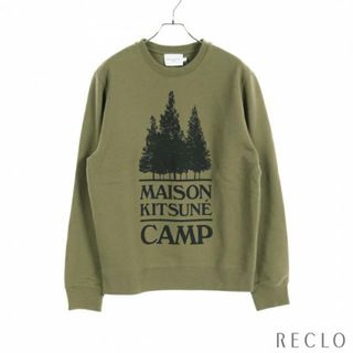 メゾンキツネ(MAISON KITSUNE')のキャンプ マキシ スウェットシャツ コットン カーキグリーン ブラック(スウェット)